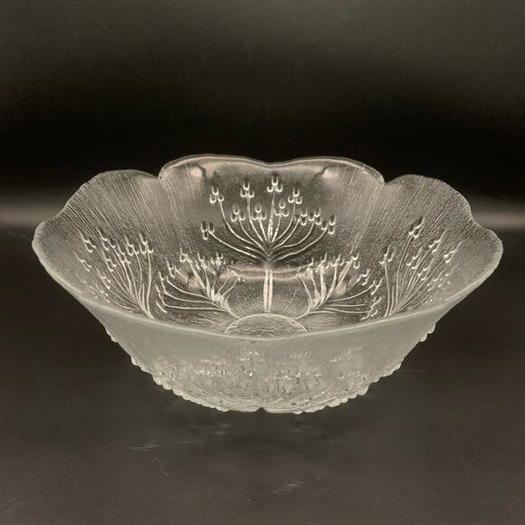 Vintage Dansk Floriform Scalloped Glass Serving Bowl Italy - Picture 2 of 8